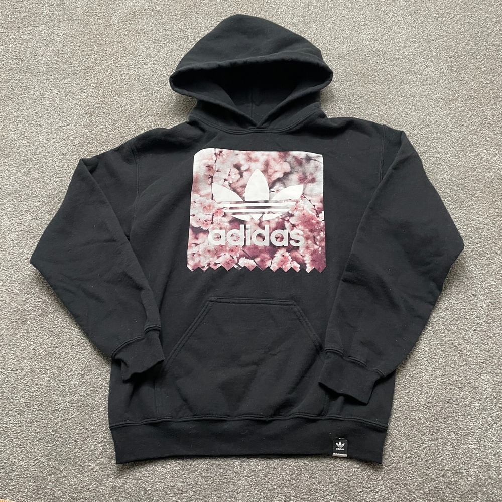 Adidas Hoodie Womens Small Black Originals Blackbird Cherry Blossom Pullover